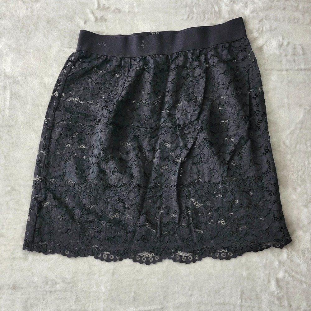 Vintage Victorias Secret Black Label Black Satin Lace Slip Mini Skirt M Coquette